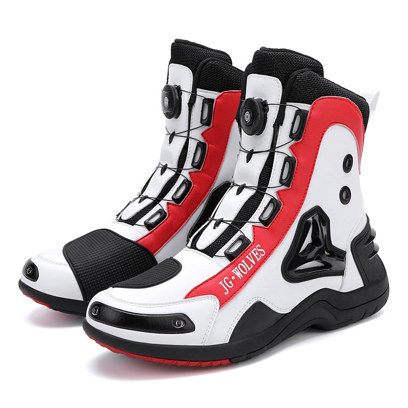 Professional Men Motorcycle Boots Microfiber Leather Waterproof Quick Lacing Big Size 46 47