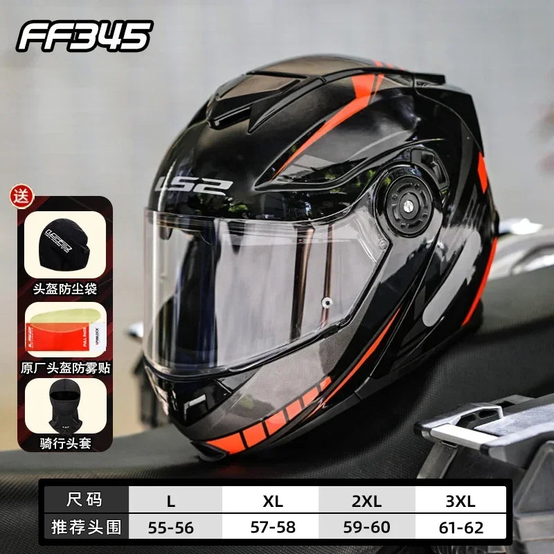LS2 FF345 Flip Up Motorcycle Helmet Personalised Dual Lens Capacete LS2 Modular Helmets Motorbike Racing Helmet Cascos Para Moto