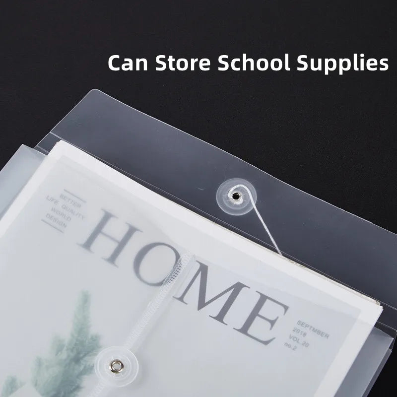 A4 10PCS Document Bag Transparent Plastic File Thickened Waterproof Vertical Rope Wrapped