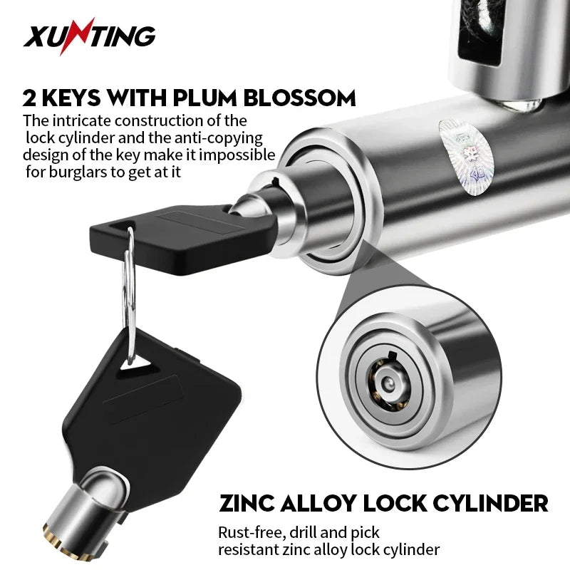 Xunting Bicycle Lock Heavy Duty Bike Chain Lock Anti-Theft Security 6MM Thick Chain for Motorcycle Door Scooter with 2 Keys