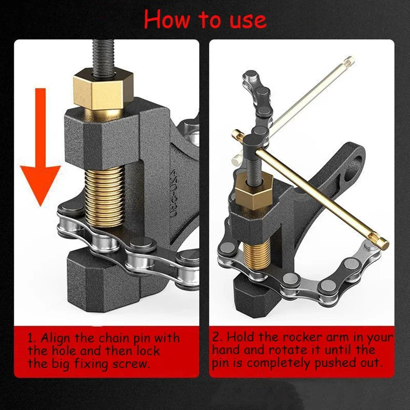 Motorcycle Chain Breaker Chain Link Removal Separator Motor Chain Breaker Riveting Tool 420-530 Motorcycle Parts Repair Tool