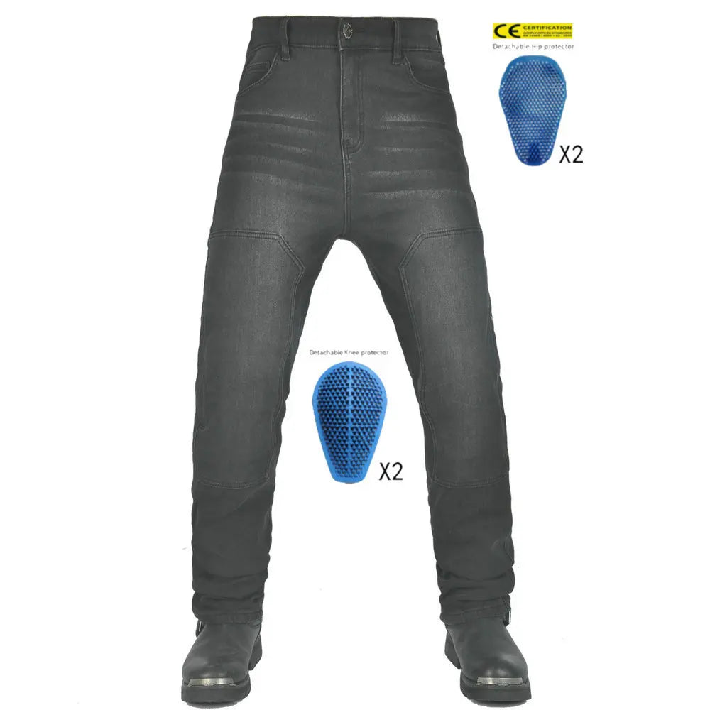 Motorcycle Jeans Men's Casual Workwear Stretch Retro Motorcycle Motorbike Riding Pants Anti-drop with Silicone Protective Gear