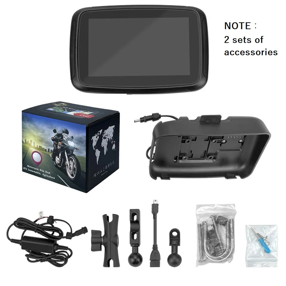 Binize 5 Inch IPS Touch Screen Portable Motorcycle Navigator Support Wireless CarPlay & Android Auto Waterproof