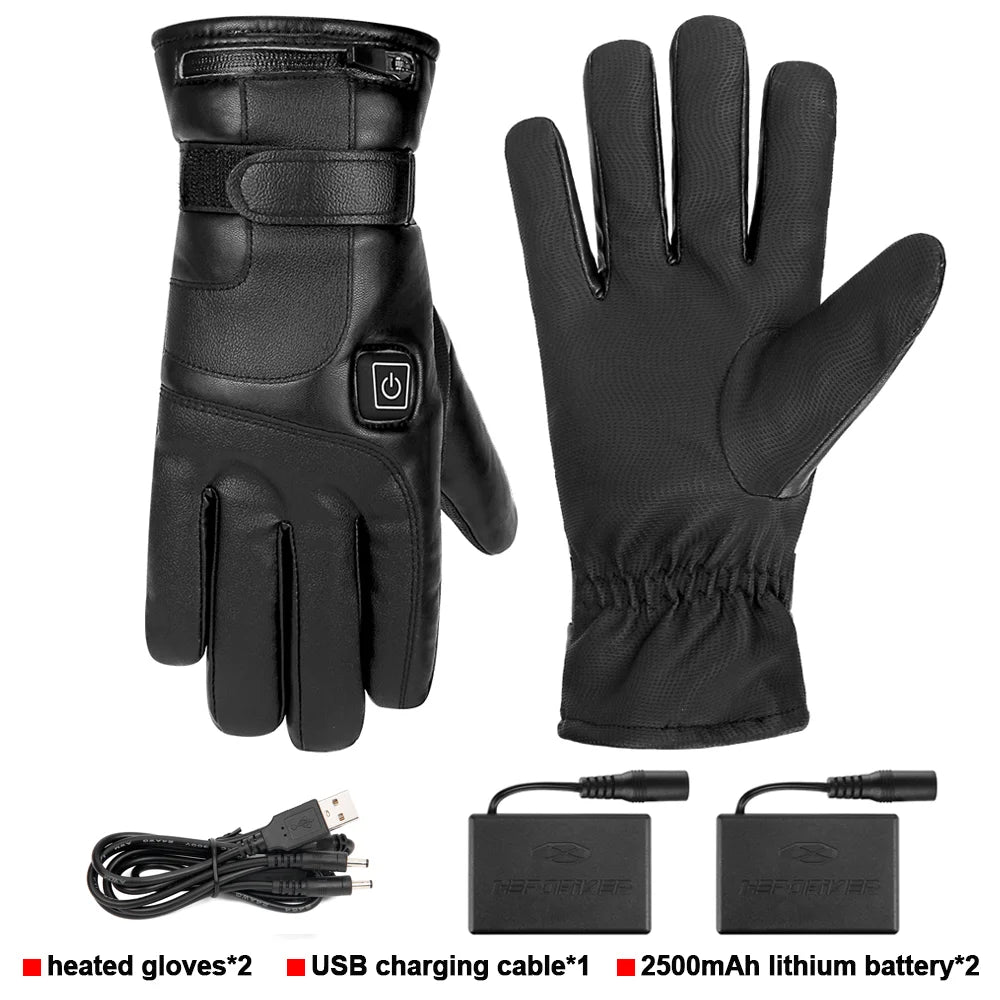 Winter Heated Gloves Snowmobile Skiing Warm Motorcycle Heated Gloves Waterproof Riding Heated Motorcyclist Gloves Touch Screen