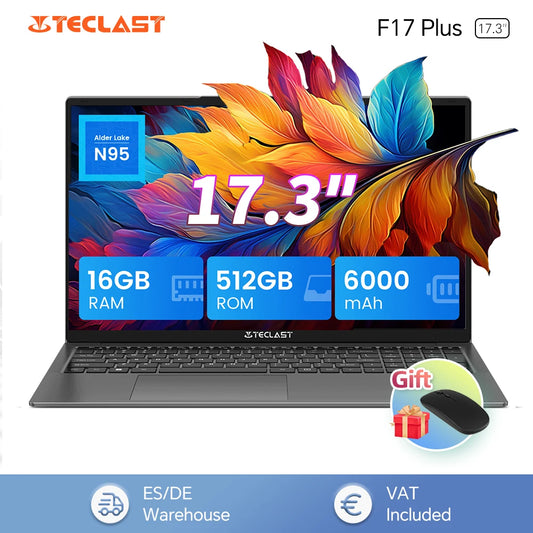 Teclast F17Plus 17.3 inch Laptop Intel N95 16GB RAM 512GB SSD Windows 11 Notebook 180° Flip Computer Backlit Keyboard mini-HDMI