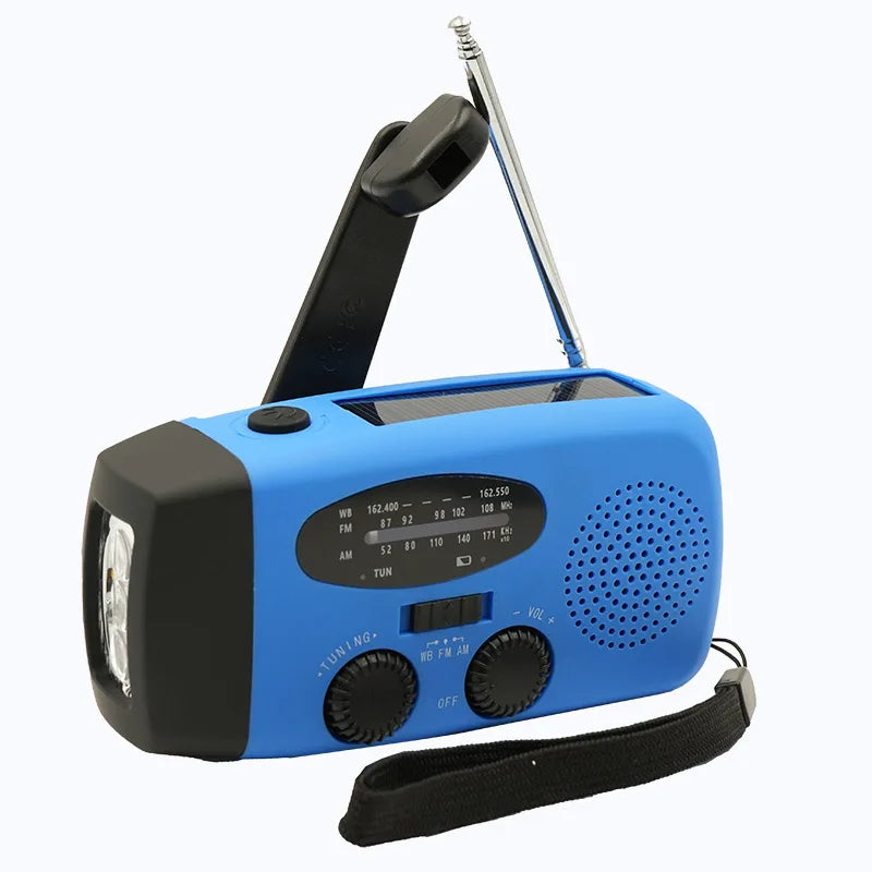 2000mAh Emergency Radio Multifunctional Solar Hand Crank portable Radio FM AM WB NOAA Weather Radio USB Charging 3 LED Flashligh