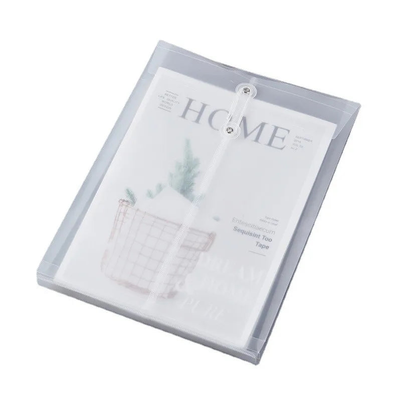 A4 10PCS Document Bag Transparent Plastic File Thickened Waterproof Vertical Rope Wrapped