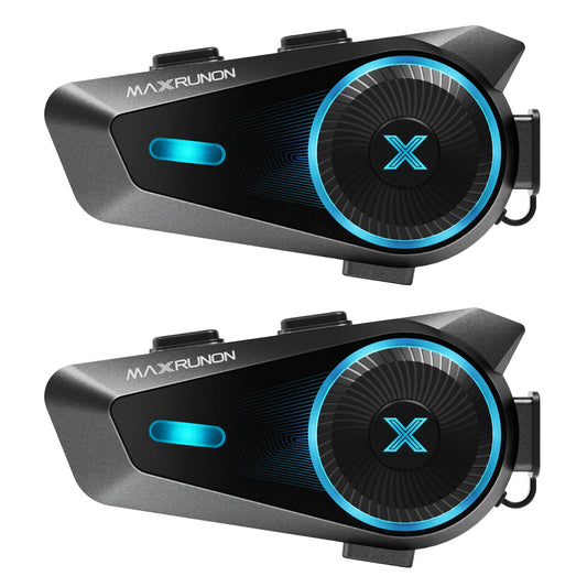 MAXRUNON D10 Motorcycle Bluetooth Intercom Helmet Headset 4 Riders Moto Group Interphone App AI Voice Control ENC IPX7 FM BT5.4