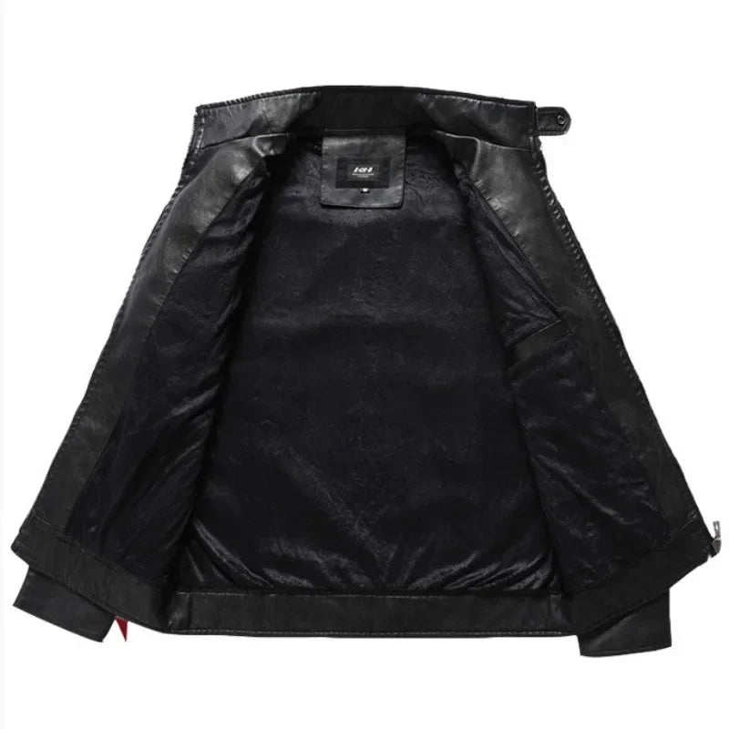 Autumn Winter Fashion Leather Jacket Men Motorcycle Slim Fleece Jackets Coat Male vintage Casual Motor Biker Faux Leather Jacket