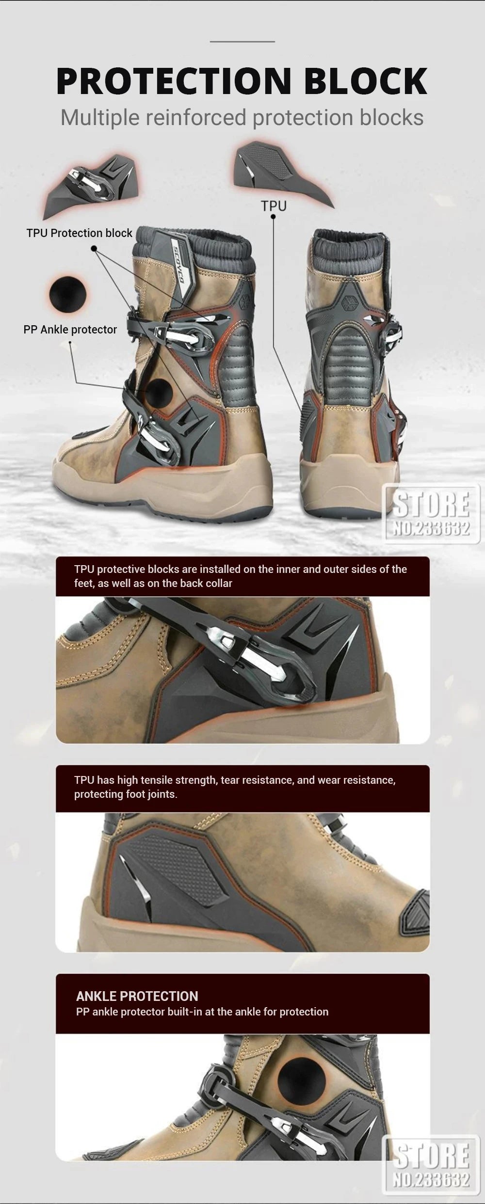 Waterproof Motorbike Boots Anti-slip Motorcycle Boots Wear-resistant Biker Protection Equipment Anti-fall Motocross Boot