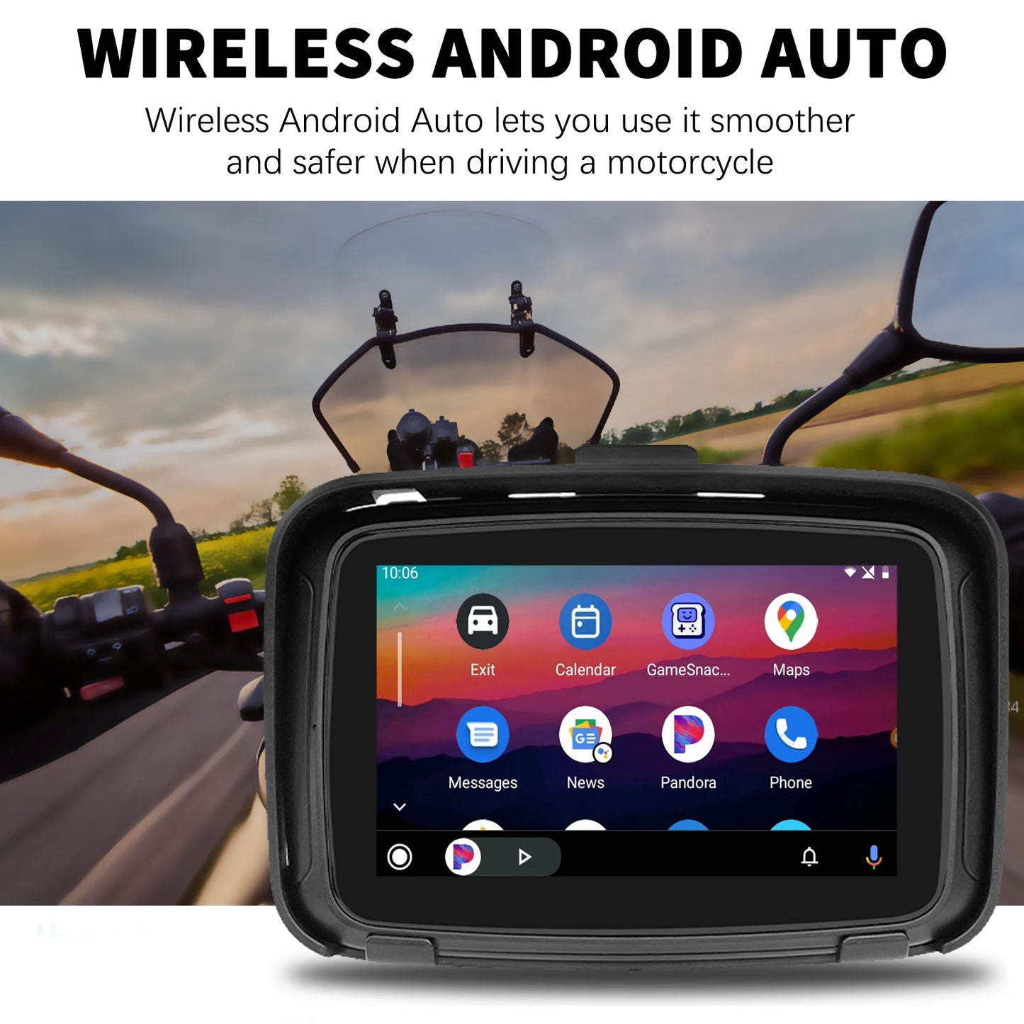 Binize 5 Inch IPS Touch Screen Portable Motorcycle Navigator Support Wireless CarPlay & Android Auto Waterproof