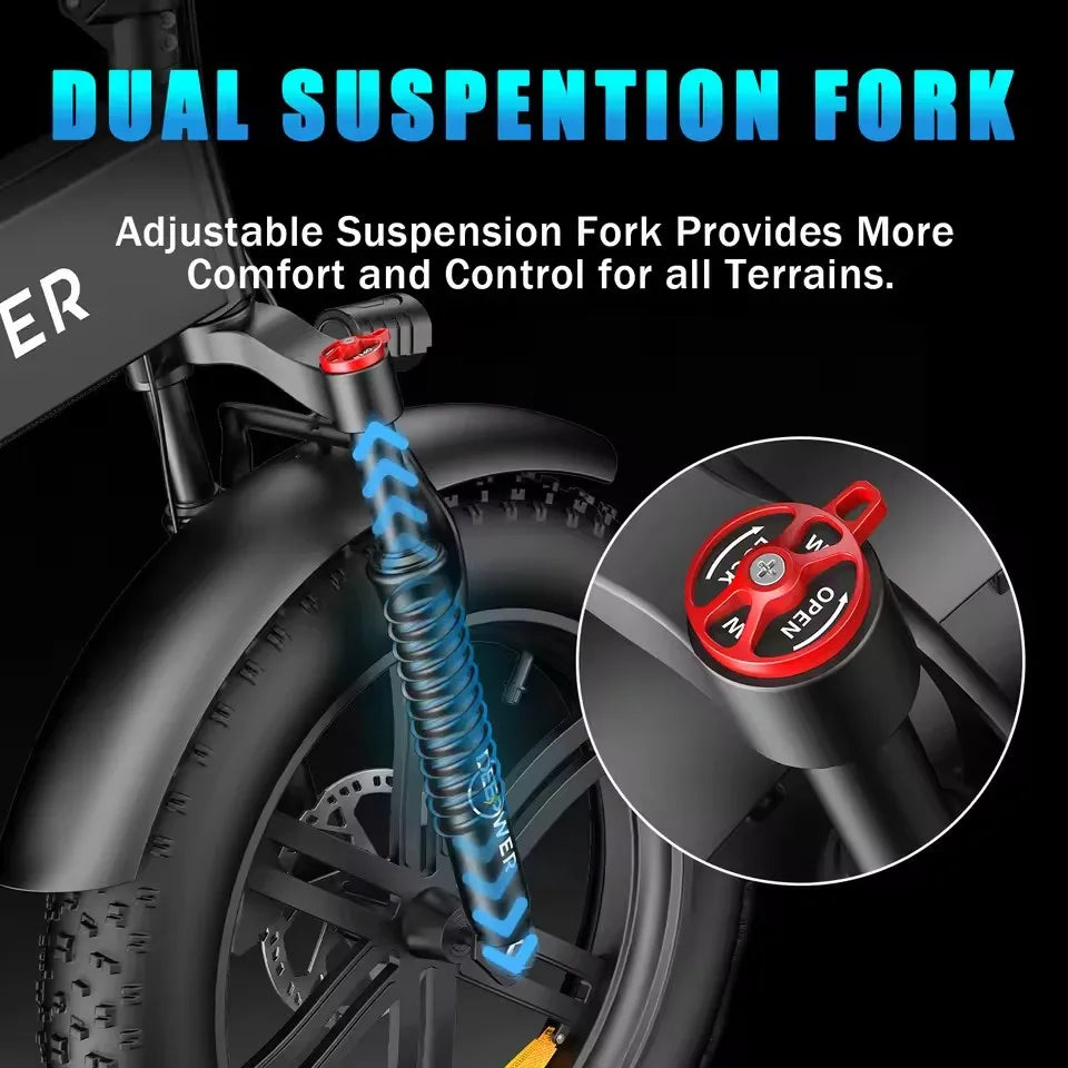 IDOTATA Ebike A2 Electric Bike 750W Motor 48V 20AH Lithium Battery Electric Bicycle Folding 20Inch Fire Tire Adult MTB E-bike