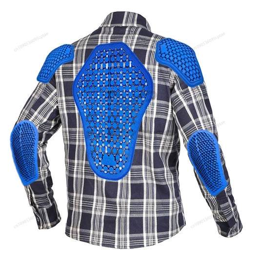 VOLERO Motorcycle Jacket Men Casual Retro Four Season Motorcycle Checkered Shirt Riding Suit Anti Fall Submachine Jacket
