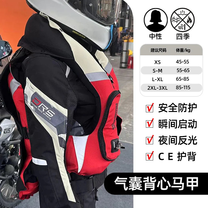 Motorcycle Riding Air-bag Vest CE Protective Gear Racing Safety Protection Jacket Reflective Motocross Airbag Suit Motorbike