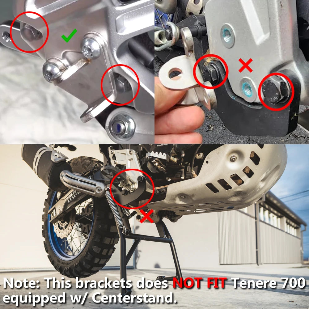 For 2022 Tenere 700 World Raid Footpegs Lower Bracket 20mm Lowering Footrests Mount Brackets for Yamaha Tenere 700 2019-2024