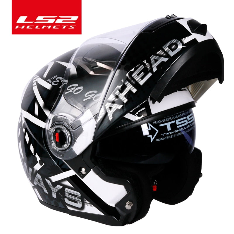 Capacete LS2 FF370 Flip up motorcycle helmet LS2 dual lens modular helmets with sun visor casco moto