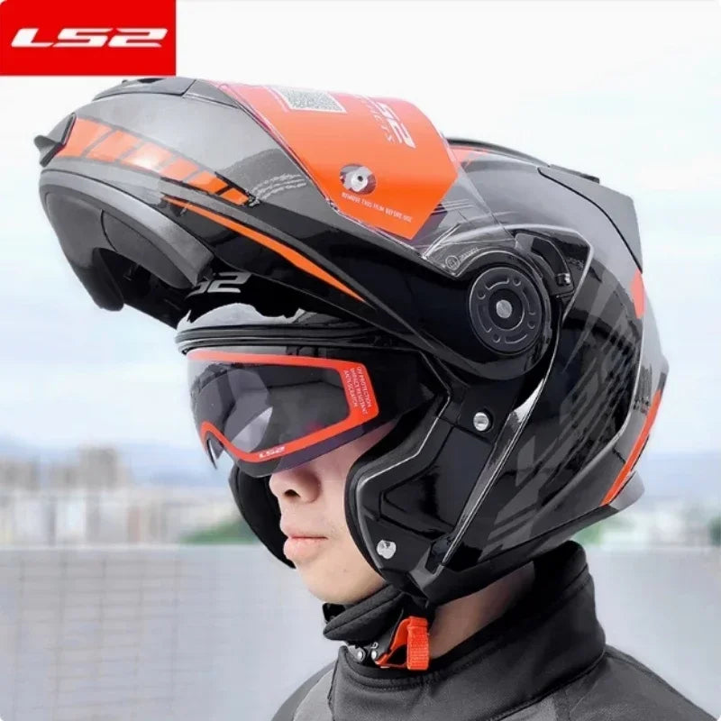 LS2 FF345 Flip Up Motorcycle Helmet Personalised Dual Lens Capacete LS2 Modular Helmets Motorbike Racing Helmet Cascos Para Moto