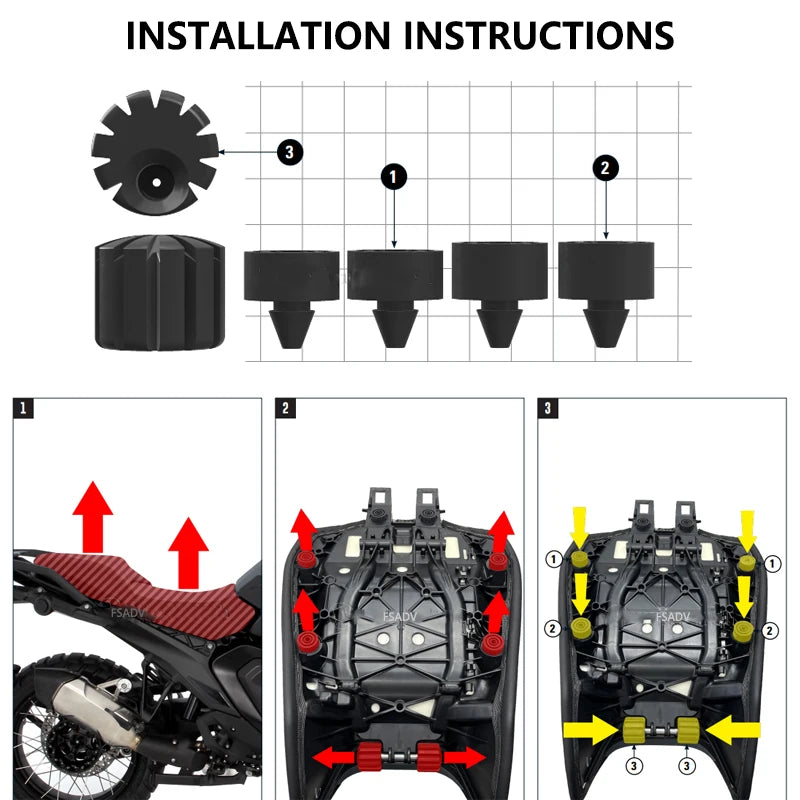For BMW R1300GS R 1300 GS Adventure R1300 GS ADV 2023 2024 2025 Motorcycle Rubber Rider Seat Saddle Height Adjustment Kit 10mm