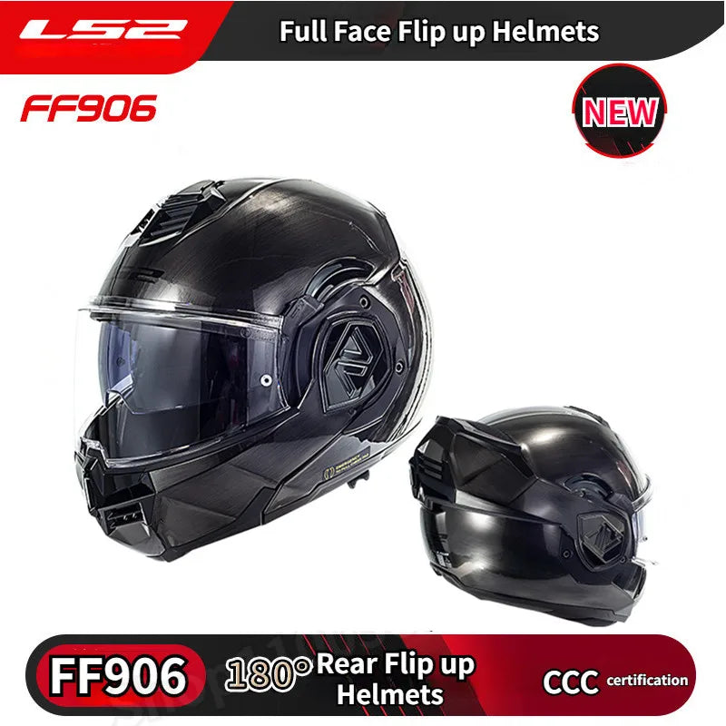 Original LS2 FF906 Advant Full Face 180 Degree Rear Flip Up Motorcycle Modular Double Lens Helmets for Men Women Universal