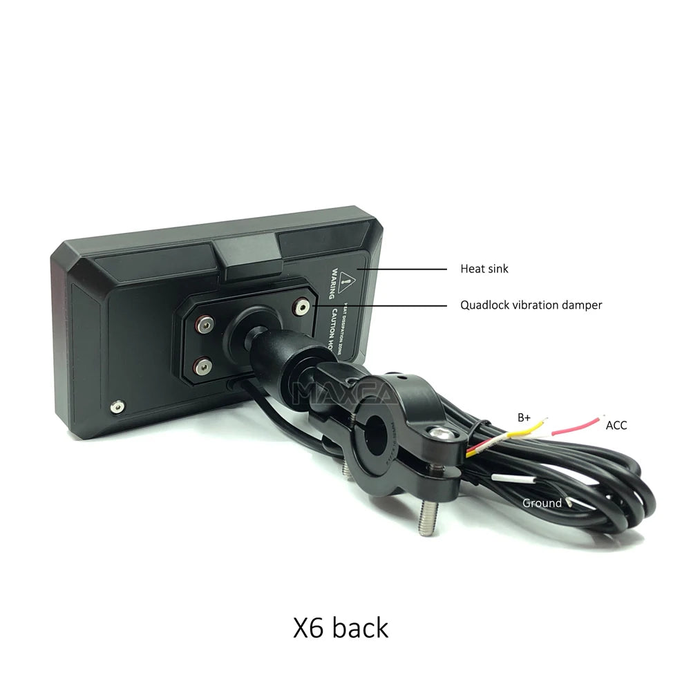 Maxca X6  Wireless Apple CarPlay Android Auto Navigation Motorcycle  IP67 Waterproof  Light Sensor Multimedia Player