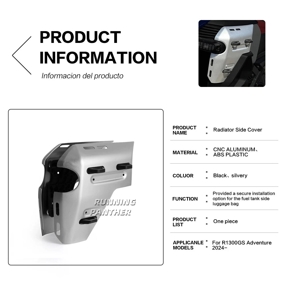 New For BMW GS1300 R 1300 GS Adventure R1300GS ADV 2024 2025 Motorcycle Radiator Side Cover Panel Frame Guard Fairing Protector