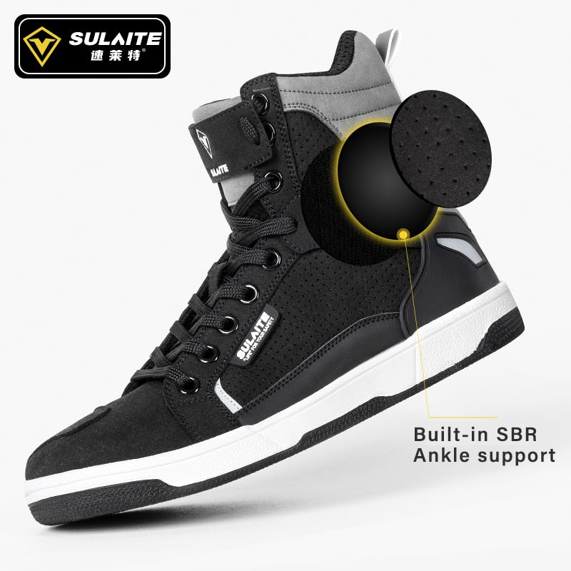 Men's Motorcycle Shoes Four Seasons Motorbike Gear Shift Breatheable Anti-fall Rider Road Racing Casual Shoes Boots