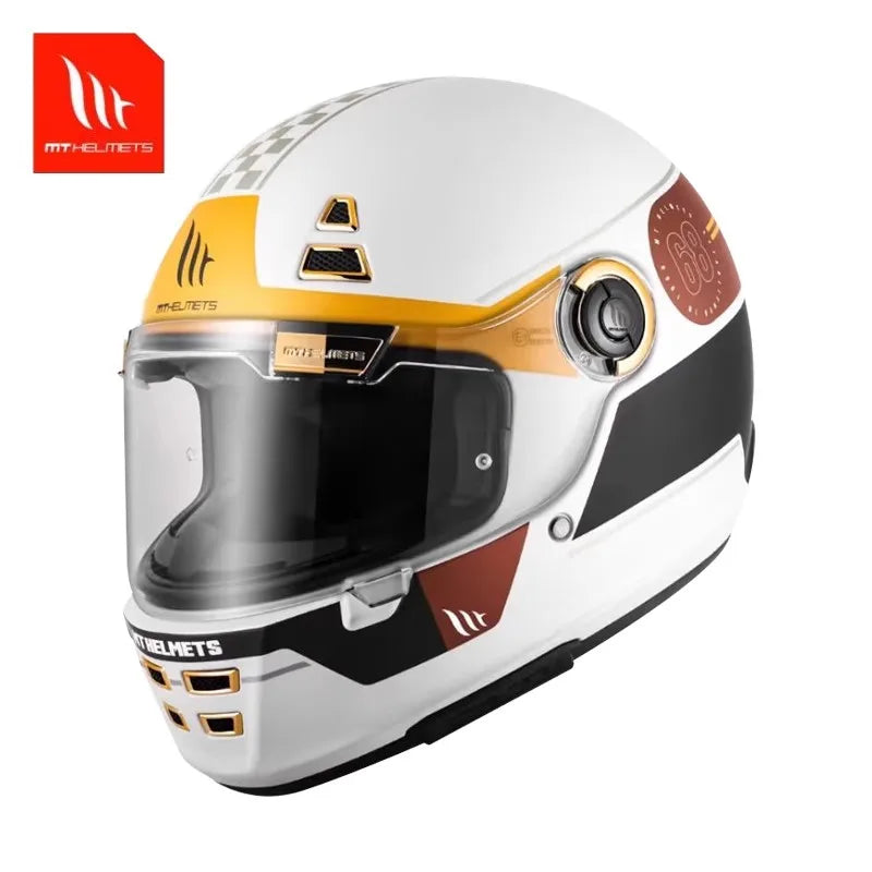 MT Jarama SV Retro Helmet Cruise Motorcycle Vintage Full S Helmet ECE2206 DOT Casco MT Cafe Racer Helmet for Triumph Thruxton R