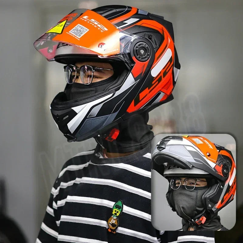 LS2 FF345 Flip Up Motorcycle Helmet Personalised Dual Lens Capacete LS2 Modular Helmets Motorbike Racing Helmet Cascos Para Moto