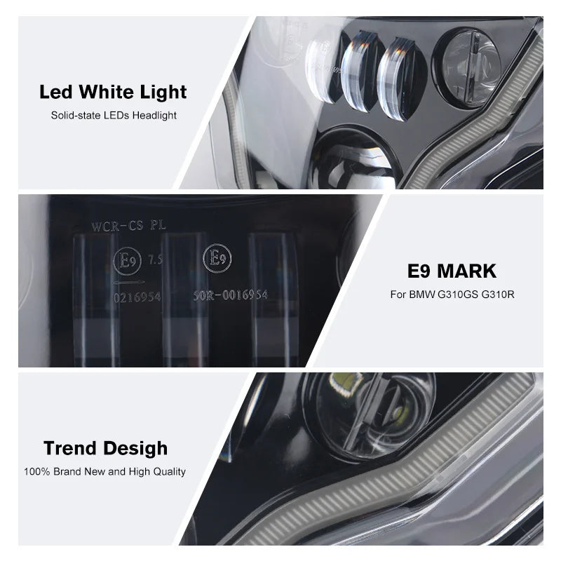 LED Headlight Daytime Running Lamp Headlamp Motorcycle Lights Assembly For BMW G310R G310GS 2016-2021 E9 E-mark Innovative
