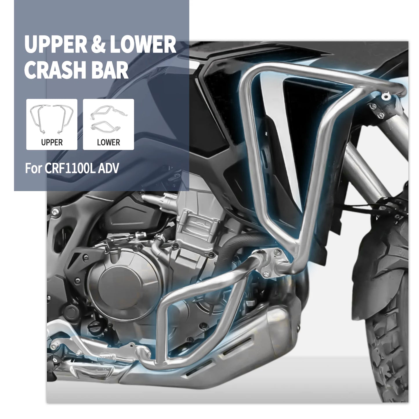 For Honda CRF1100L CRF 1100 L Africa Twin Adventure Sports DCT ADV 2020-2022 Crash Bar Uppe Lower Highway Engine Guard Bumper