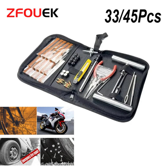 New 33/45Pcs AutoTire Repair Kit Tire Repair Kit Auto Bike Tire Repair Puncture Plug Garage Car Accessories