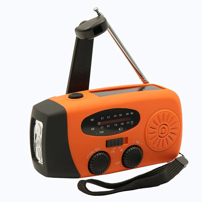 2000mAh Emergency Radio Multifunctional Solar Hand Crank portable Radio FM AM WB NOAA Weather Radio USB Charging 3 LED Flashligh