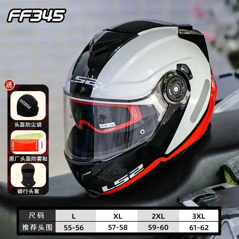 LS2 FF345 Flip Up Motorcycle Helmet Personalised Dual Lens Capacete LS2 Modular Helmets Motorbike Racing Helmet Cascos Para Moto