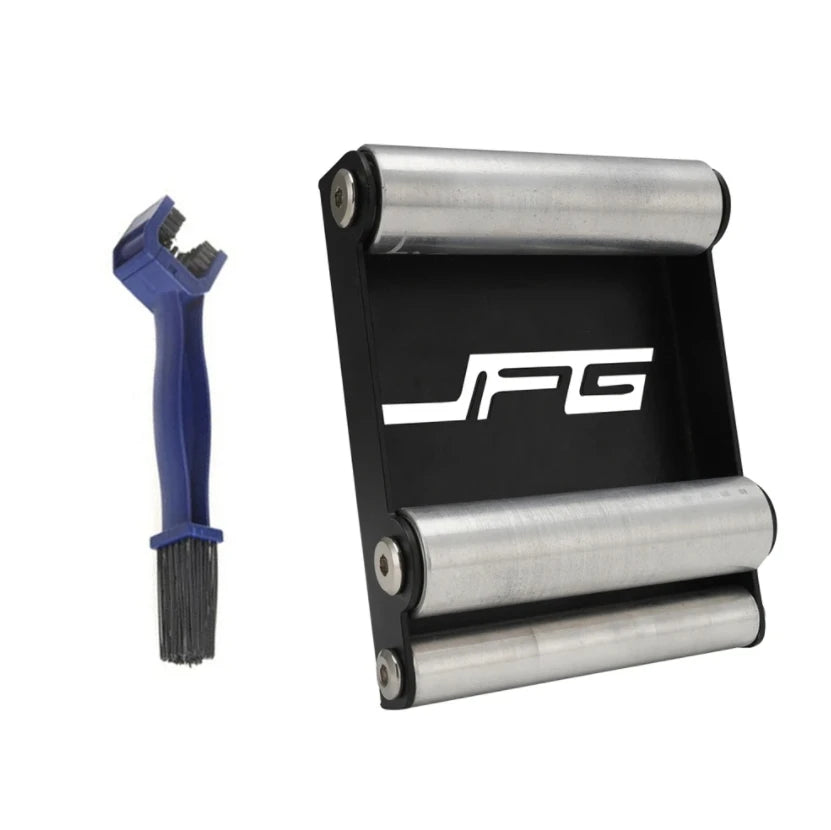 Motorcycle Tire Wheel Cleaning Bracket Stand Universal Chain Clean Roller Ramp Lift Aluminum with Chain Brush
