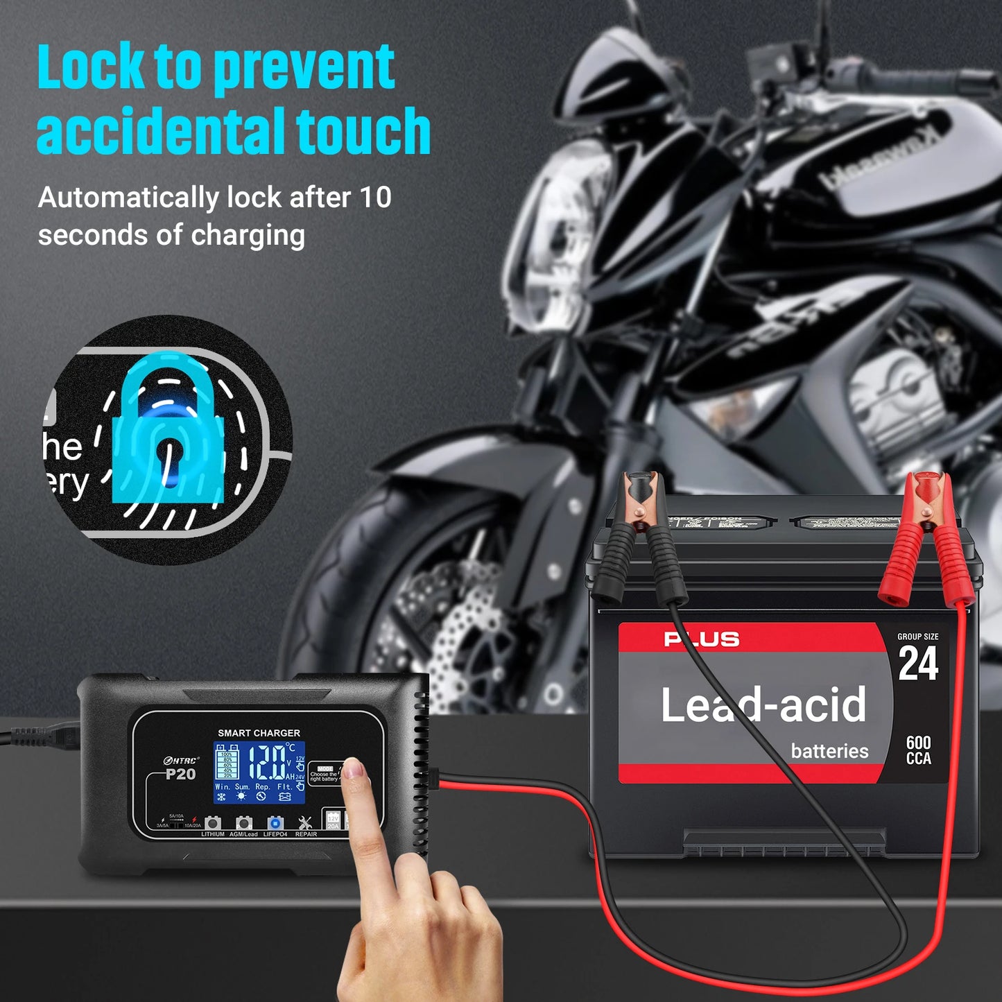 HTRC 12V/24V Car Battery Charger 35A/25A/20A Automatic Charger For Lithium LiFePO4 AGM GEL Lead-Acid Battery Charger for Car