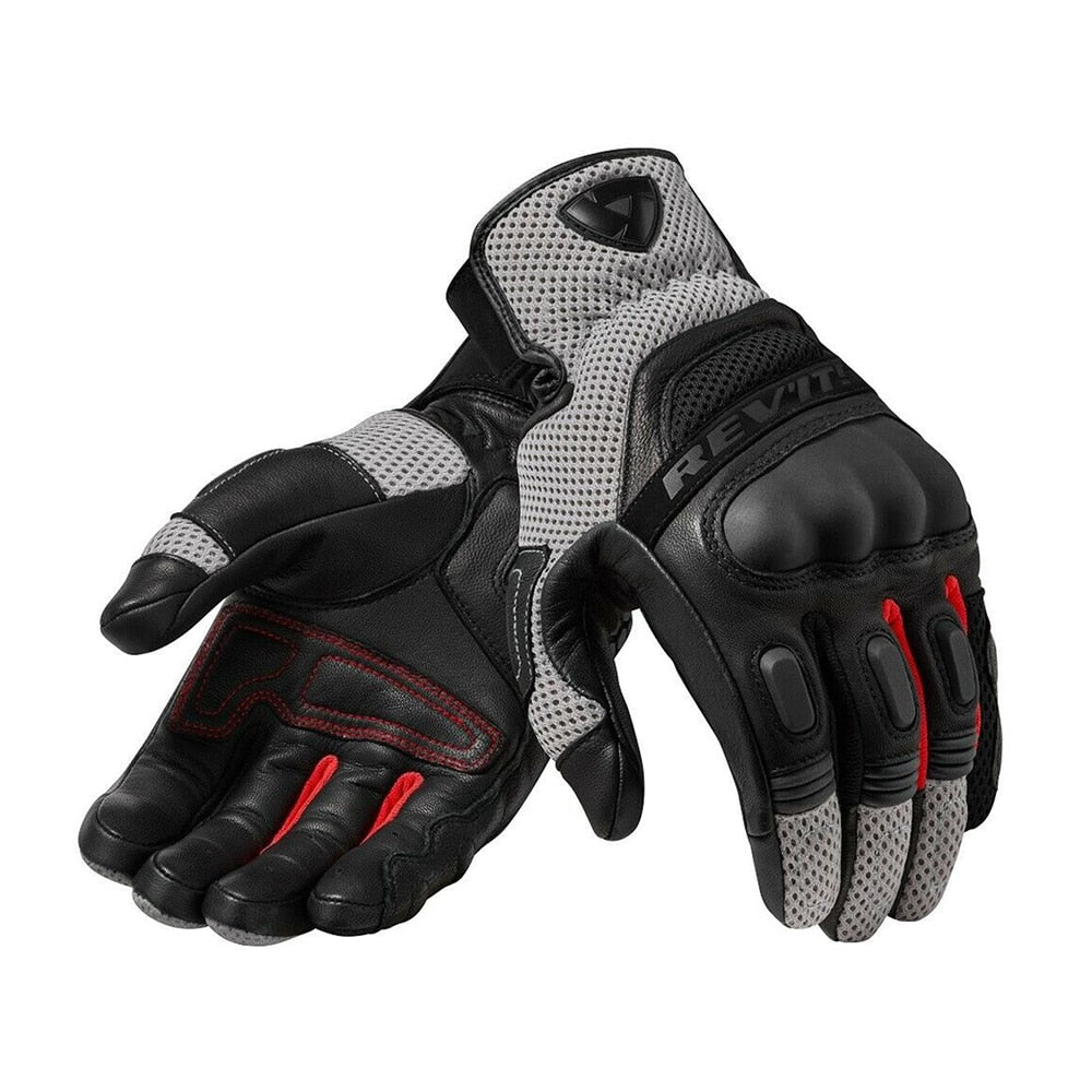Revit Dirt 3 Mens Leather Gloves Black Motorbike Gants Moto GP Off Road Racing Guantes For Men Touring Black GrEy