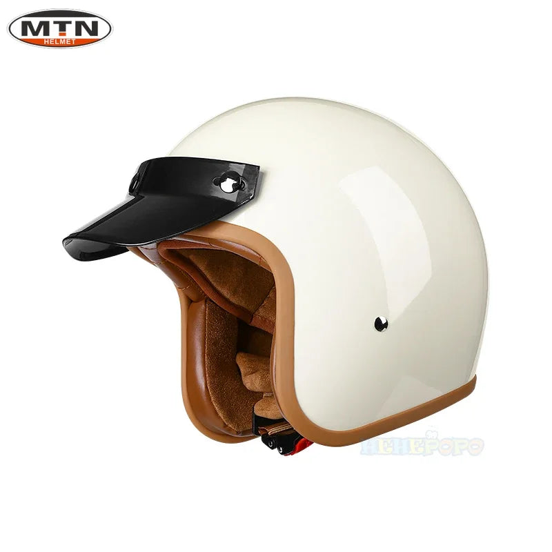 Newly Launched Vintage Motorcycle Helmet DOT Certified Synthetic Leather 3/4 Helmet Jet Mask Helmet 508