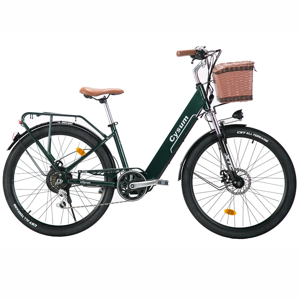 Cysum Cityrun Electric Bicycle 26'' Adult Men Women 250W Motor 25km/h E-Bike with 36V 10Ah Li-Battery Sports Cycling Vehicle