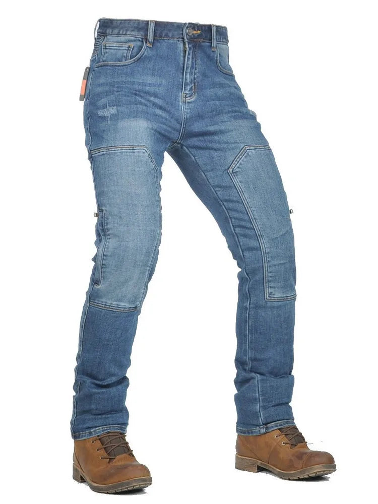 Motorcycle Jeans Men's Casual Workwear Stretch Retro Motorcycle Motorbike Riding Pants Anti-drop with Silicone Protective Gear