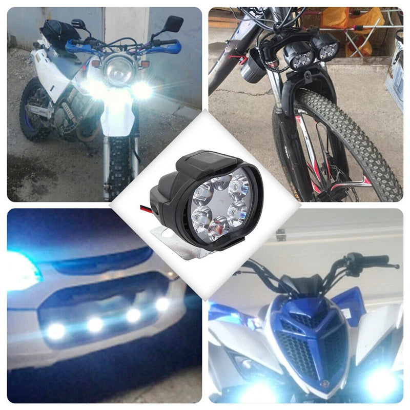 6 LED Motorcycle Headlight Mirror Fog Spot Head Light Spotlight Universal Scooter Fog Spotlight 6000K Lamp Motorcycle Work Light