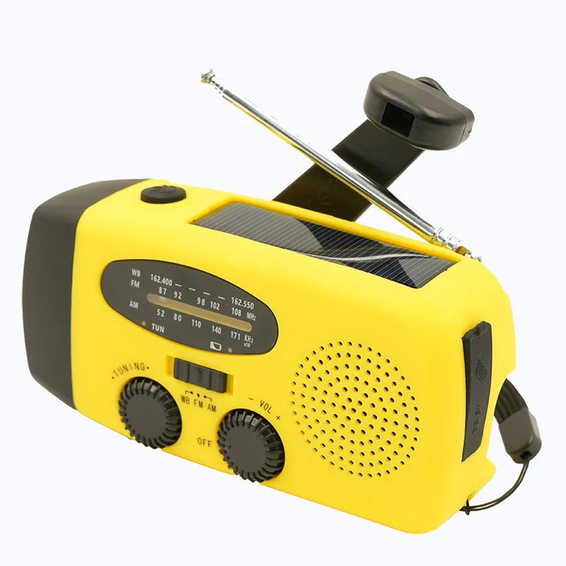 2000mAh Emergency Radio Multifunctional Solar Hand Crank portable Radio FM AM WB NOAA Weather Radio USB Charging 3 LED Flashligh
