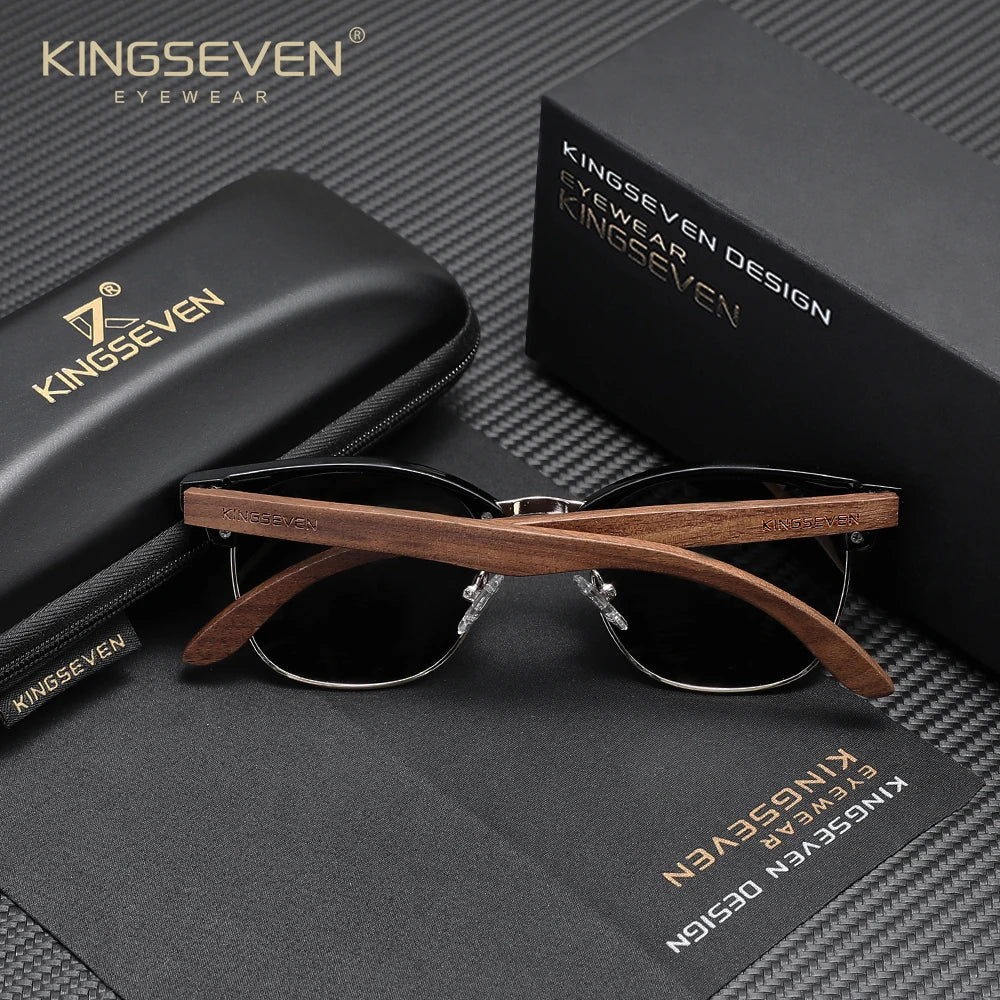 KINGSEVEN Walnut Wood Sunglasses for Man And Women Polarized Sun Glasses UV400 Protection Eyewear Accessory