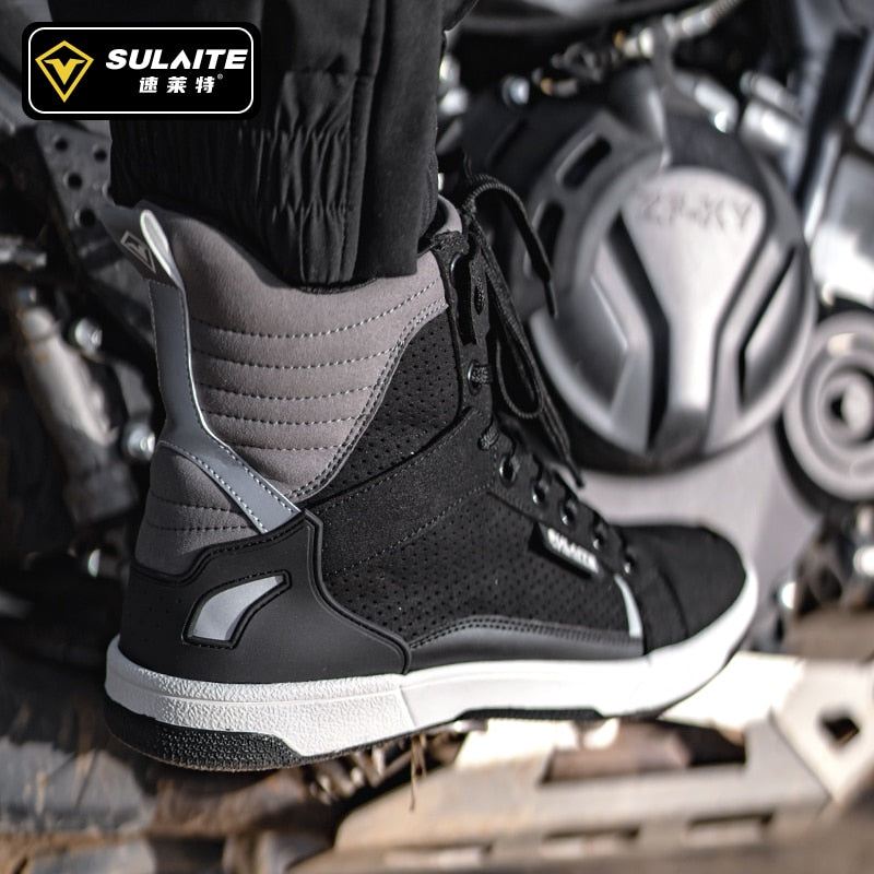 Men's Motorcycle Shoes Four Seasons Motorbike Gear Shift Breatheable Anti-fall Rider Road Racing Casual Shoes Boots