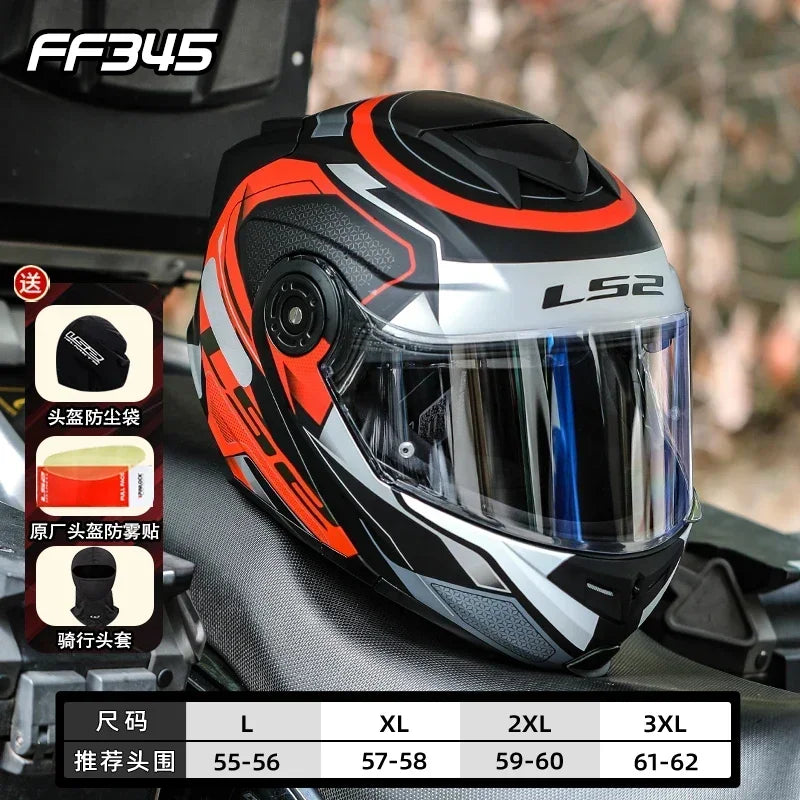 LS2 FF345 Flip Up Motorcycle Helmet Personalised Dual Lens Capacete LS2 Modular Helmets Motorbike Racing Helmet Cascos Para Moto