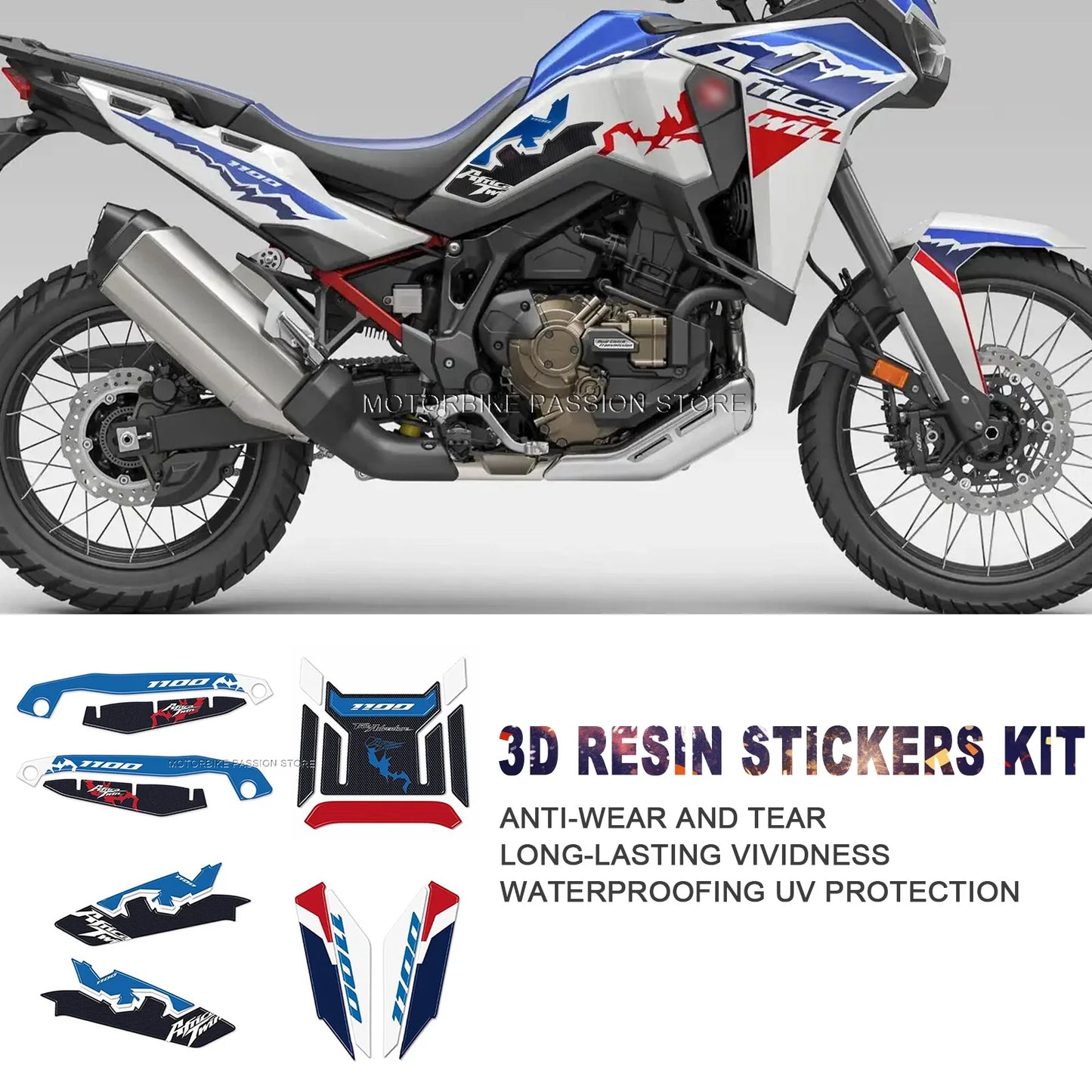 for Africa Twin 2024 Stickers Protection Kit Waterproof Motorcycle 3D Epoxy Resin decal 