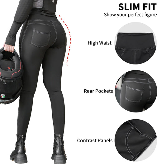 WOSAWE Women Motorcycle Pants Slim Fit with Off-road Outdoor Riding Pants With CE Protective Knee Pads Motocross Motorbike Pant