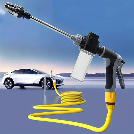 High Pressure Car Wash Foam Gun With Long Handle - Adjustable Nozzle For Cleaning, Watering And inflating Tires - includes Foam