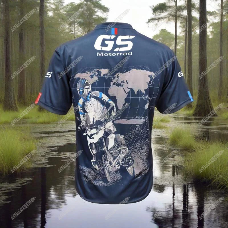 Motorrad For BMW R1250 GS Motorcycle Motorsport Racing Jerseys ADVENTURE Riding Sports Travel T-Shirt Summer Quick Dry Dark Blue