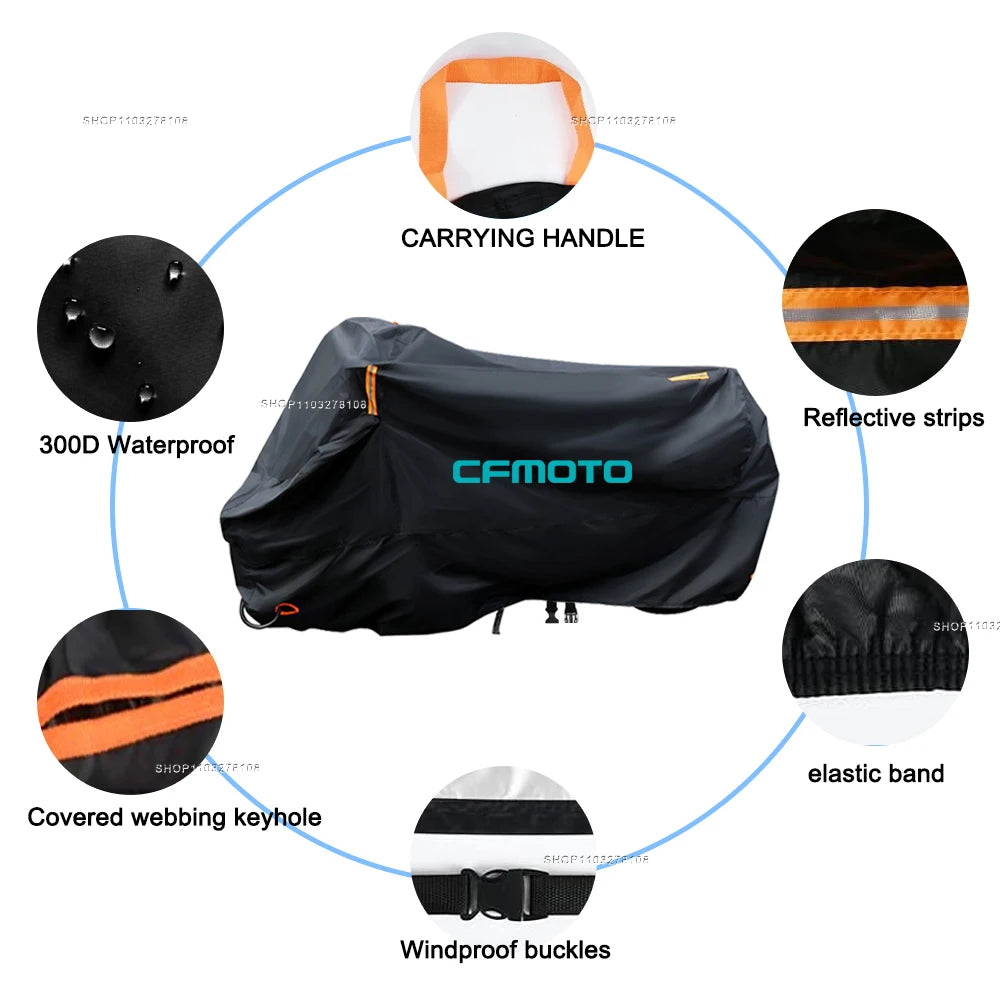 Motorcycle Cover Waterproof Outdoor All Season Dustproof UV Protector Moto Rain Cover for CFMOTO 650GT ADVENTURA 400GT