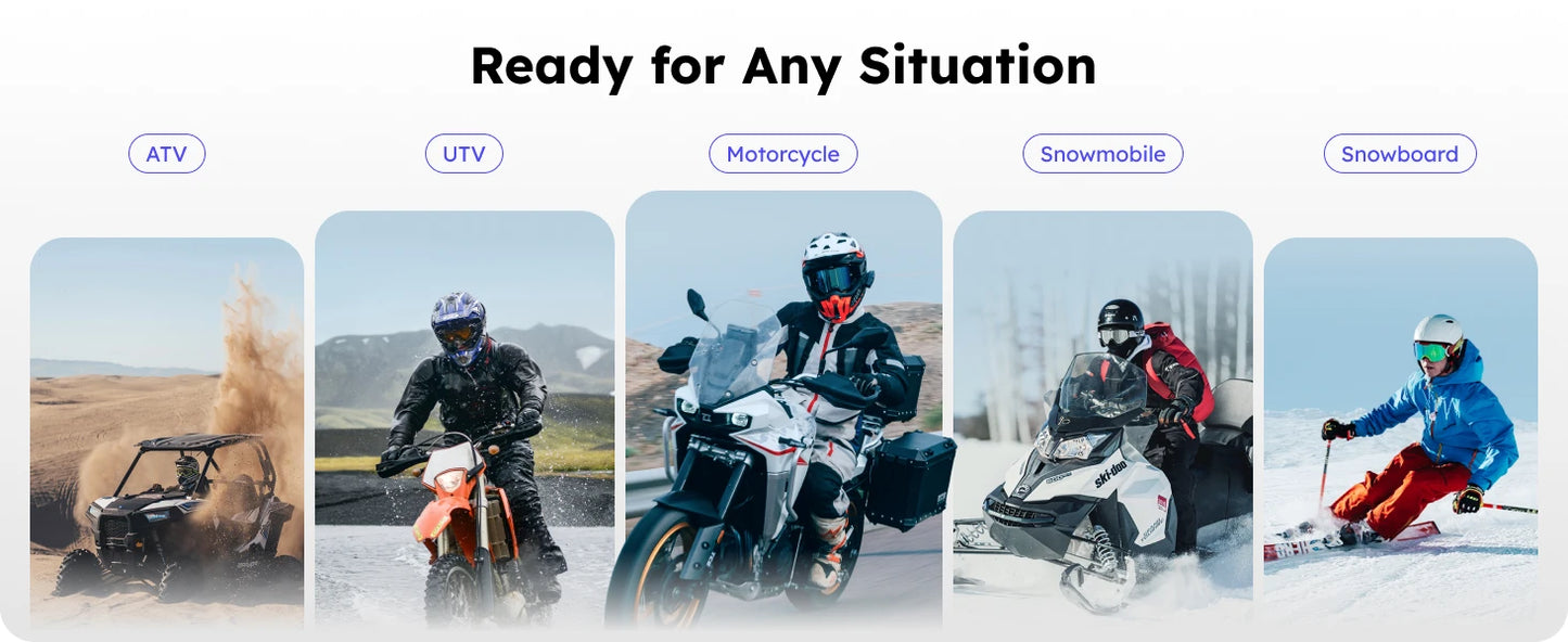 MAXRUNON D10 Motorcycle Bluetooth Intercom Helmet Headset 4 Riders Moto Group Interphone App AI Voice Control ENC IPX7 FM BT5.4